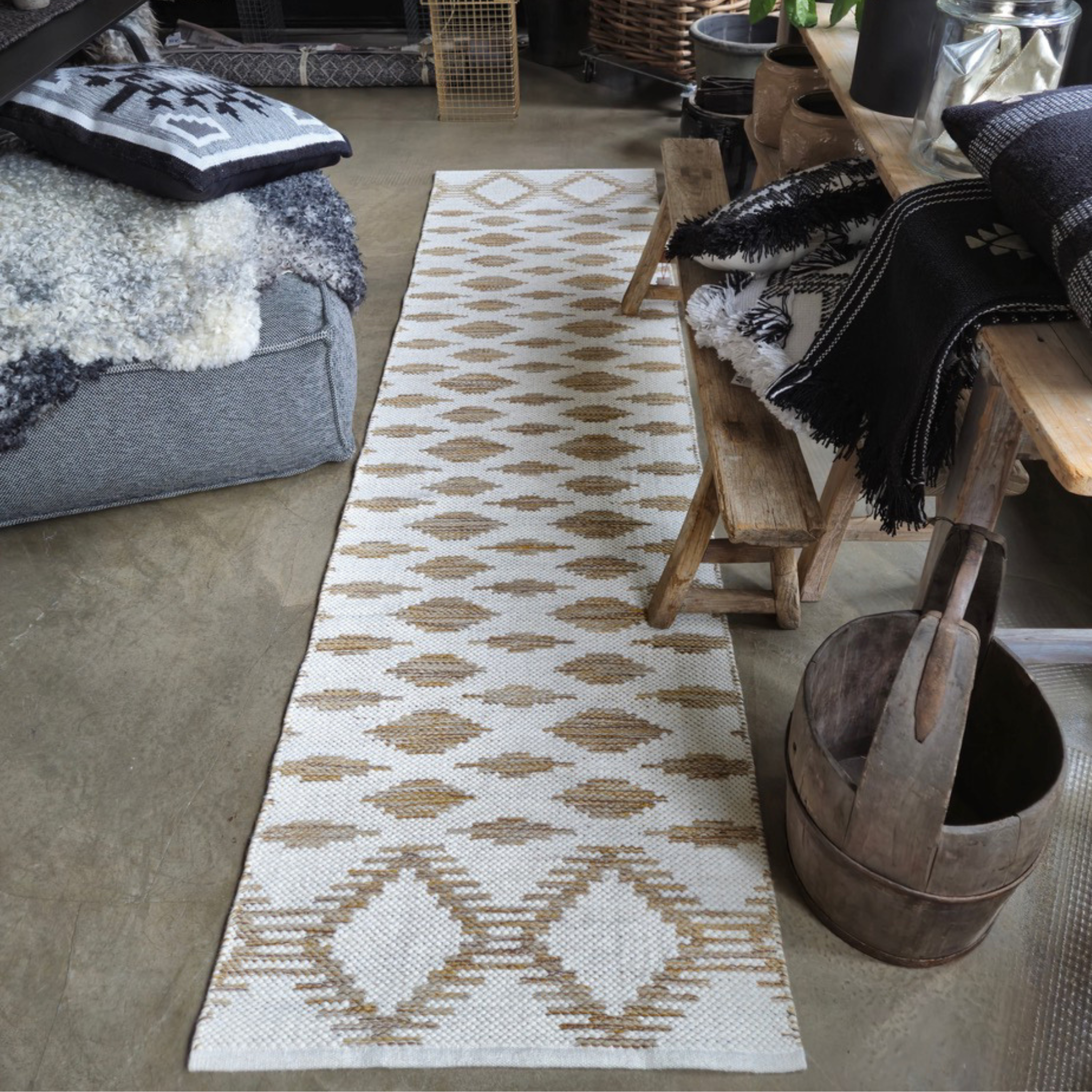 Liv Interior IDUN Wool Tæppe 70 x 250 cm - Caramel/Cream