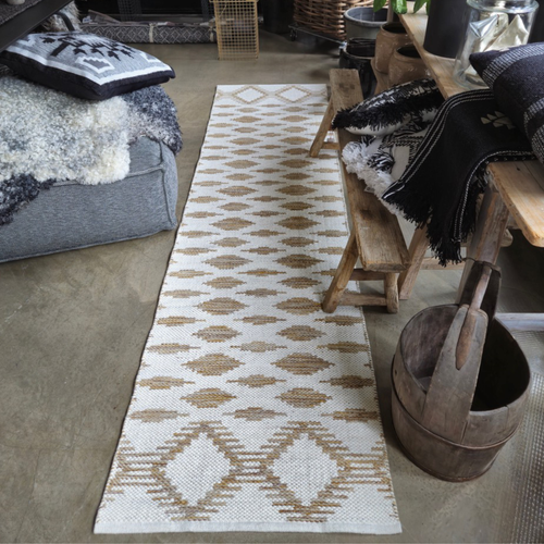 Liv Interior IDUN Wool Tæppe 70 x 250 cm - Caramel/Cream