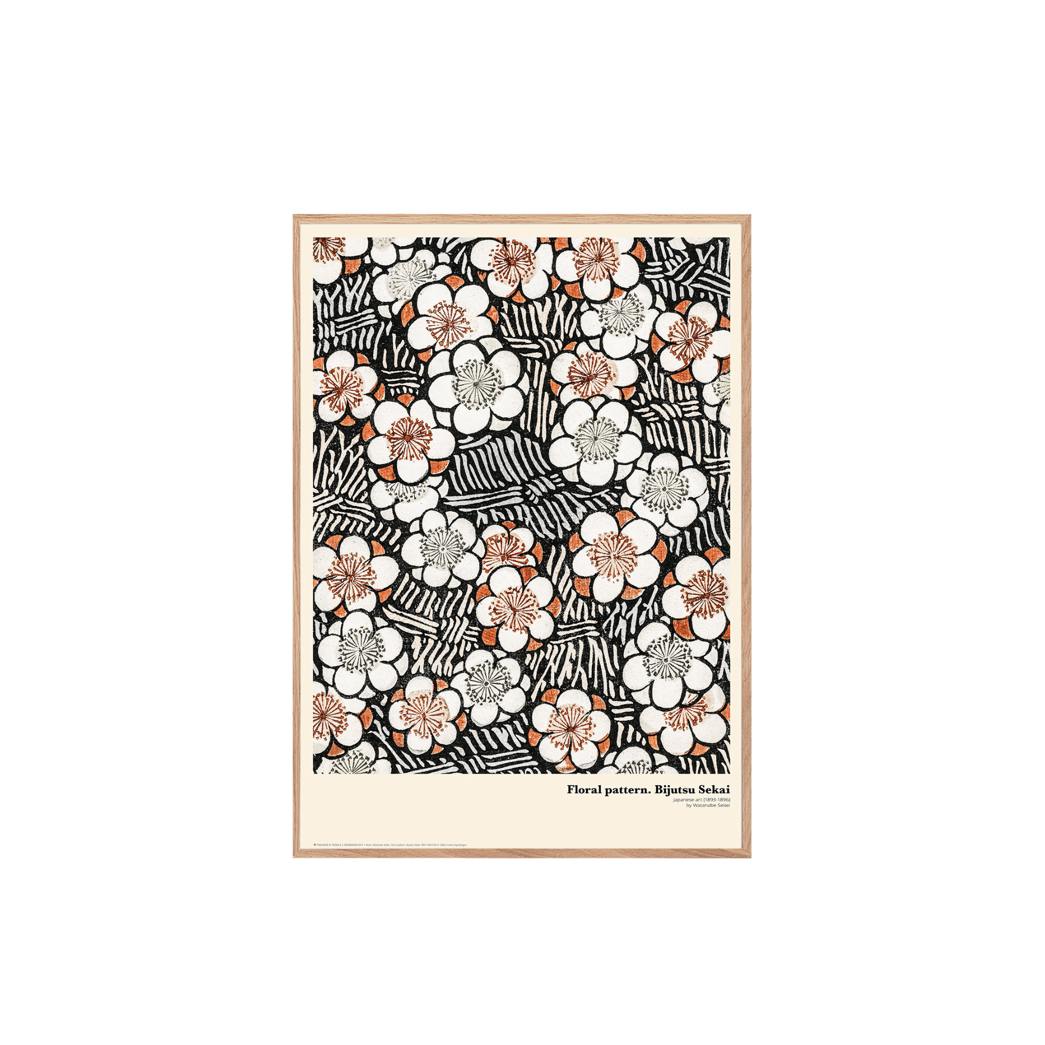 Japansk Træsnit "Floral Pattern" Plakat 30 x 42 cm