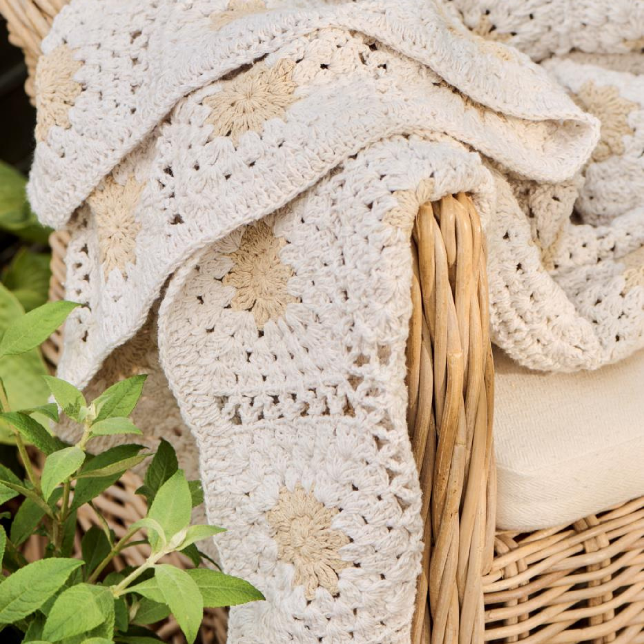 Ib Laursen Hæklet Plaid - Creme/Natur